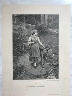 Paul Wagner: Im Walde, 1890, or. gravure, 25x17cm. Mooi!, Antiek en Kunst, Ophalen of Verzenden