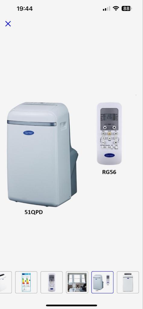 Carrier Mobiele Airco -ook verwarmen!, Witgoed en Apparatuur, Airco's, Zo goed als nieuw, Mobiele airco, Minder dan 60 m³, 3 snelheden of meer