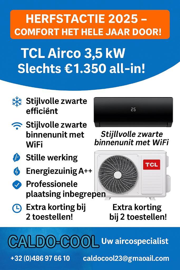 AIRCO MET MONTAGE AAN DE GOEDKOOPSTE PRIJZEN, Witgoed en Apparatuur, Airco's, Nieuw, Wandairco, 100 m³ of groter, 3 snelheden of meer