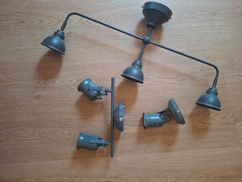 Set met grijze spotjes, 3, 2 en 1 spot, Huis en Inrichting, Lampen | Spots, Zo goed als nieuw, Ophalen