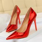 Hoge rode dames hakken stiletto pumps glimmende luxe punt, Verzenden, Nieuw, Rood, Pumps