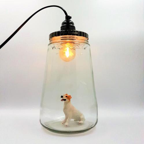 Kesbekelamp met Jack Russel, Labradoodle,  Spaniel, Setter, Huis en Inrichting, Lampen | Hanglampen, Nieuw, Minder dan 50 cm, Glas