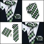 Dennis Gadgets: 100 % zijden stropdas ( 3 delig !! ) DG 0942, Nieuw, Groen, Met patroon, Ophalen