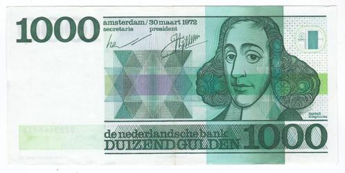 Mooi bankbiljet 1000 gulden 1972 Spinoza voor 315 euro, Postzegels en Munten, Bankbiljetten | Nederland, Los biljet, 1000 gulden