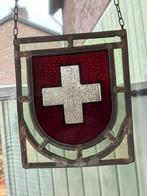 2 x vintage glas in lood raamhanger Zwitserland alpen, Antiek en Kunst, Ophalen of Verzenden