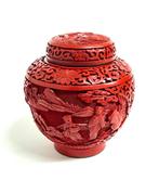 Chinese Cinnabar Lacquer Jar Palace Scene, Ophalen of Verzenden