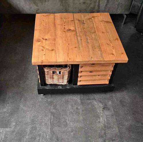 Steigerhouten Salontafel Charlotte Zwart, Huis en Inrichting, Tafels | Salontafels, Zo goed als nieuw, Minder dan 50 cm, 50 tot 100 cm