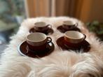 Vintage kop en schotels bruin met wit, Ophalen of Verzenden