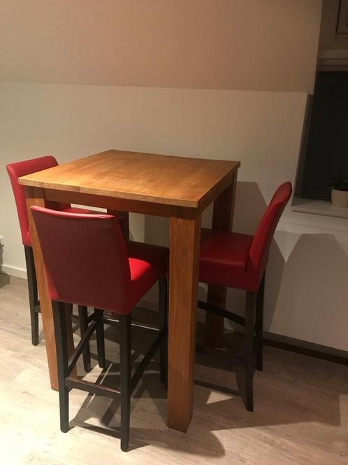 Eettafel met 3 barkrukken, Huis en Inrichting, Tafels | Eettafels, Zo goed als nieuw, 50 tot 100 cm, 50 tot 100 cm, Drie personen