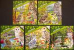 - 719 - 5 Blokken met Uilen en Champignons., Verzenden, Gestempeld, Dier of Natuur