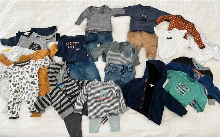 Kledingpakket 24 items maat 50/56 Noppies, name it, H&M, etc, Kinderen en Baby's, Babykleding | Baby-kledingpakketten, Zo goed als nieuw