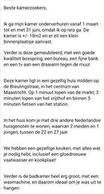 Studentenkamer Maastricht 4 à 5 maanden te huur. Per direct, Huizen en Kamers, Minder dan 20 m², Maastricht