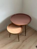 Set van 2 bijzettafels, Minder dan 55 cm, Metaal of Aluminium, Rond, Zo goed als nieuw