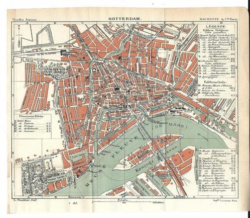 1895 - Rotterdam stadsplan, Boeken, Atlassen en Landkaarten, Gelezen, Landkaart, Nederland, 1800 tot 2000, Ophalen of Verzenden