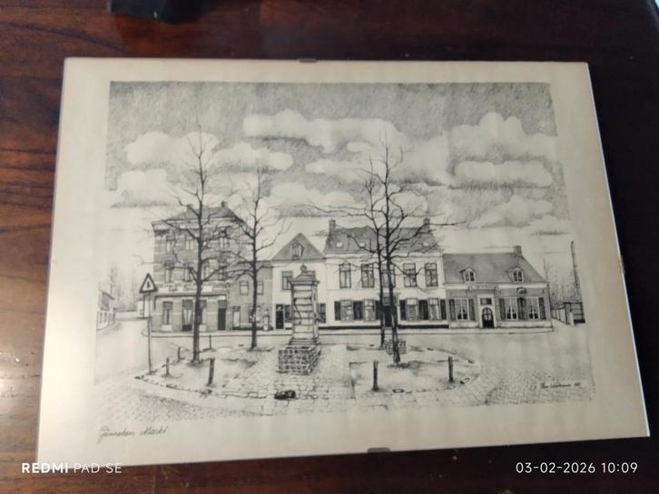 Tekening Ginneken Markt Breda - Han Warnawa 1981zie Foto's., Antiek en Kunst, Kunst | Tekeningen en Foto's, Ophalen of Verzenden