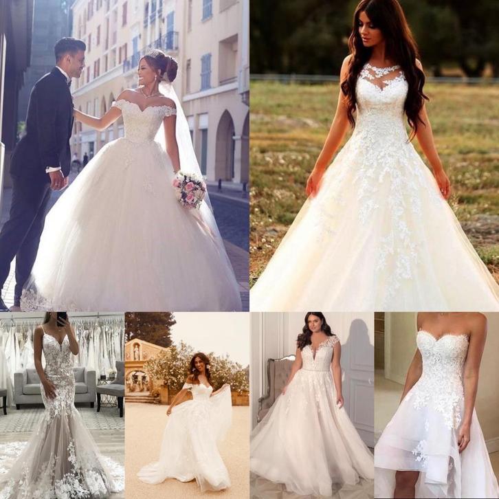 Nieuwe trouwjurken max. €849 34 36 38 40 42 44 46 48 50, Kleding | Dames, Trouwkleding en Trouwaccessoires, Nieuw, Trouwjurk, Wit