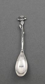 zilveren mokka lepeltje, H. Hooijkaas, bloem, 9,5cm, Antiek en Kunst, Ophalen of Verzenden, Zilver