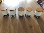 5 Keramieke potten met houten deksel, Antiek en Kunst, Ophalen of Verzenden