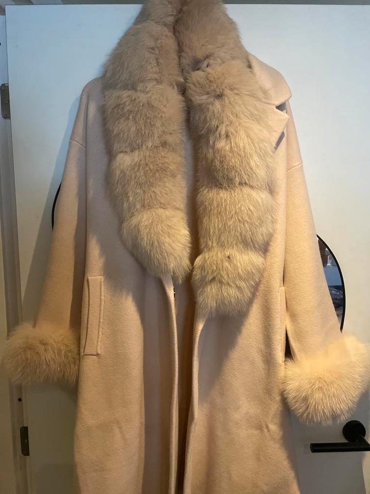 Bontjas echt bont, Kleding | Dames, Jassen | Zomer, Zo goed als nieuw, Maat 38/40 (M), Beige, Ophalen of Verzenden