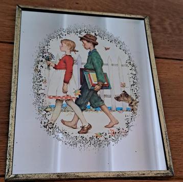 Spiegel met print van kunstenaar Norman Rockwell. beschikbaar voor biedingen