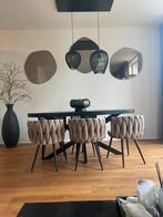 Westwing set eetstoelen velvet taupe woven, Ophalen of Verzenden, Zo goed als nieuw, Stof, Vier