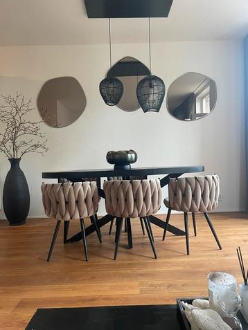 Westwing set eetstoelen velvet taupe woven beschikbaar voor biedingen