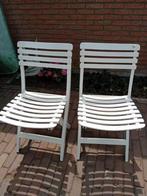 2 witte opklapbare tuinstoelen stoelen, Tuin en Terras, Ophalen, Gebruikt