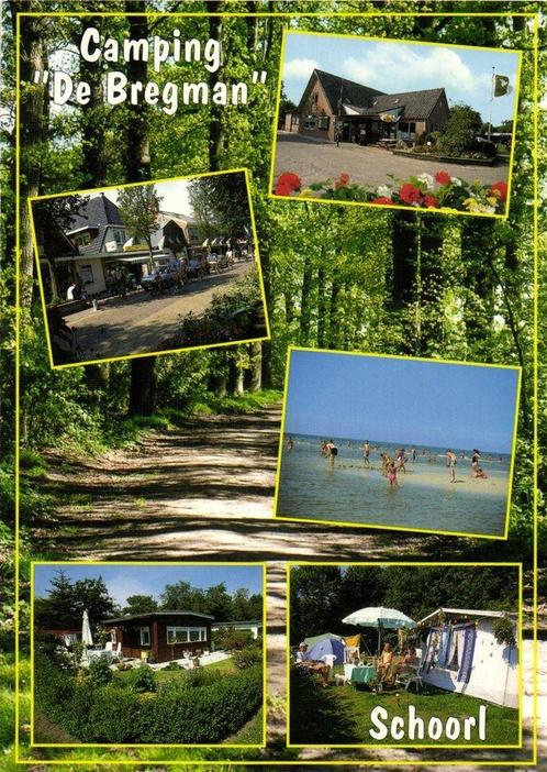 Camping De Bregman - Schoorl - 5 afb - gelopen, Verzamelen, Ansichtkaarten | Nederland, Gelopen, Noord-Holland, 1960 tot 1980