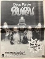 Paginagrote A3 advertentie DEEP PURPLE Burn, Ophalen of Verzenden