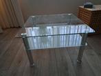 glazen salontafel + bijzettafel, Huis en Inrichting, Tafels | Bijzettafels, Minder dan 55 cm, Gebruikt, Vierkant, Glas