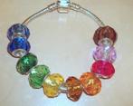 SALE: 10 facetgeslepen bedels voor groot-gat-armbanden, Want 18 Hoogvliet, Adorabeads, Glas of Kristal, Nieuw