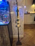 Antieke Kandelaar met Kerkkaars, Antiek en Kunst, Antiek | Kandelaars, Ophalen of Verzenden, Koper of Brons