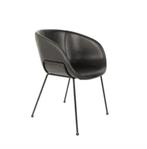 2x Zuiver Feston zwart leren stoelen, Huis en Inrichting, Ophalen, Gebruikt, Twee, Zwart