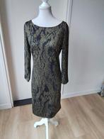 Zgan  groen-zwarte jurk mt M, Kleding | Dames, Jurken, Maat 38/40 (M), Ophalen of Verzenden, Zo goed als nieuw, Onder de knie
