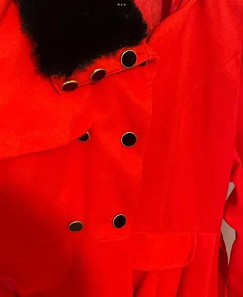 MantelJas met Zwarte Bont, Kleding | Dames, Jassen | Winter, Nieuw, Maat 46/48 (XL) of groter, Rood, Ophalen of Verzenden