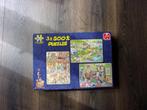 JAN VAN HAASTEREN 3 IN 1 DOOS /3X500STUKJES, Ophalen, 500 t/m 1500 stukjes, Zo goed als nieuw, Legpuzzel