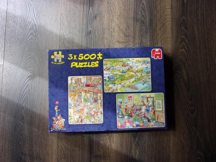JAN VAN HAASTEREN 3 IN 1 DOOS /3X500STUKJES, Hobby en Vrije tijd, Denksport en Puzzels, Zo goed als nieuw, Legpuzzel, 500 t/m 1500 stukjes