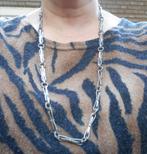 Zilveren lange zware modernist schakel ketting nr.298