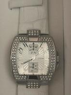 GUESS dameshorloge | Wit leer met kristallen bezel, Leer, Staal, Guess, Polshorloge