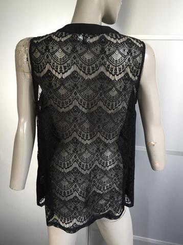 938 Zwart top met kant maat S=36 blouse tuniek beschikbaar voor biedingen