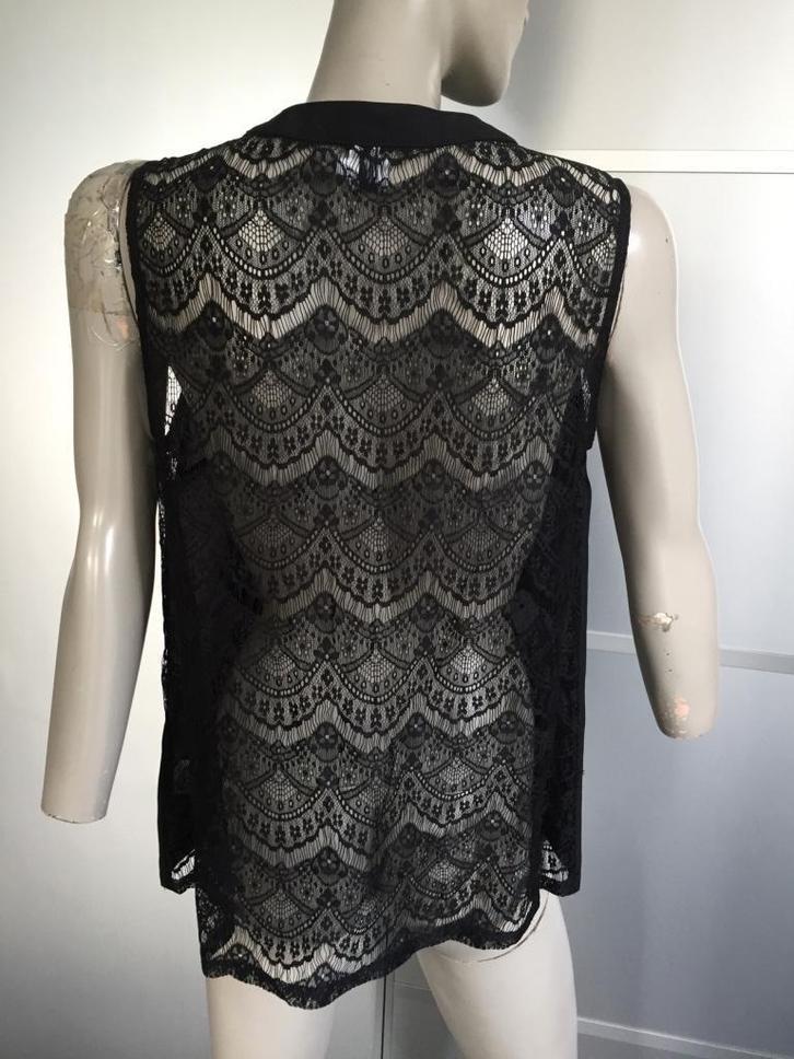 938 Zwart top met kant maat S=36 blouse tuniek, Kleding | Dames, Blouses en Tunieken, Zo goed als nieuw, Maat 36 (S), Zwart, Ophalen of Verzenden