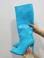 Hoge blauwe slangen dames laarzen overknee leren knie, Verzenden, Nieuw, Blauw, Hoge laarzen