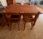 Grenen tafel met stoelen, Huis en Inrichting, 50 tot 100 cm, Gebruikt, Rechthoekig, Ophalen