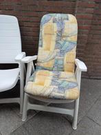 2 Tuinstoelen + 6 Kussens - Gratis Afhalen, Ophalen, Gebruikt, Plastic, Inklapbaar