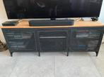 Mooi stevig tv meubel zwart metaal  met grenenplank, Minder dan 100 cm, 25 tot 50 cm, 100 tot 150 cm, Ophalen of Verzenden