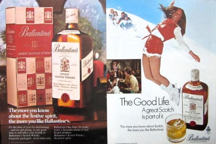 18 oude advertenties Ballantines whisky drank 66-81 whiskey, Verzamelen, Merken en Reclamevoorwerpen, Gebruikt, Gebruiksvoorwerp