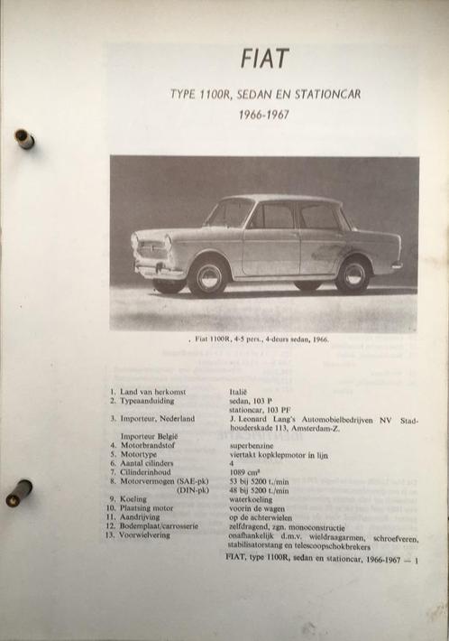 Fiat 1100 1966-67. Olyslagers autotechnisch handboek 62 blz., Auto diversen, Handleidingen en Instructieboekjes, Ophalen of Verzenden