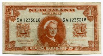 1 Gulden Muntbiljet 1945 (schaars - PL 6a2) beschikbaar voor biedingen