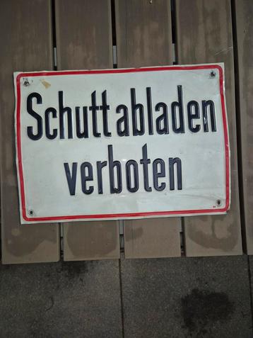 Vintage Emaille Bord - Schutt abladen verboten beschikbaar voor biedingen