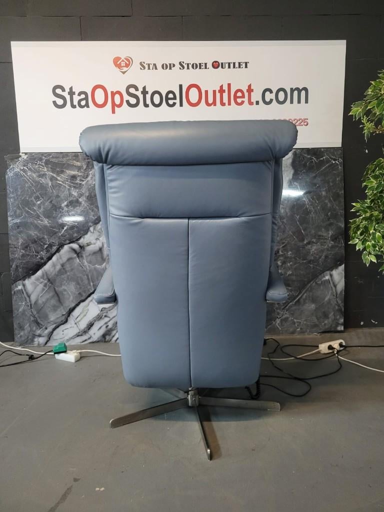 Staopstoel Stockholm Leisteenblauw Met kantelfunctie, Huis en Inrichting, Fauteuils, Minder dan 75 cm, Leer, Ophalen of Verzenden